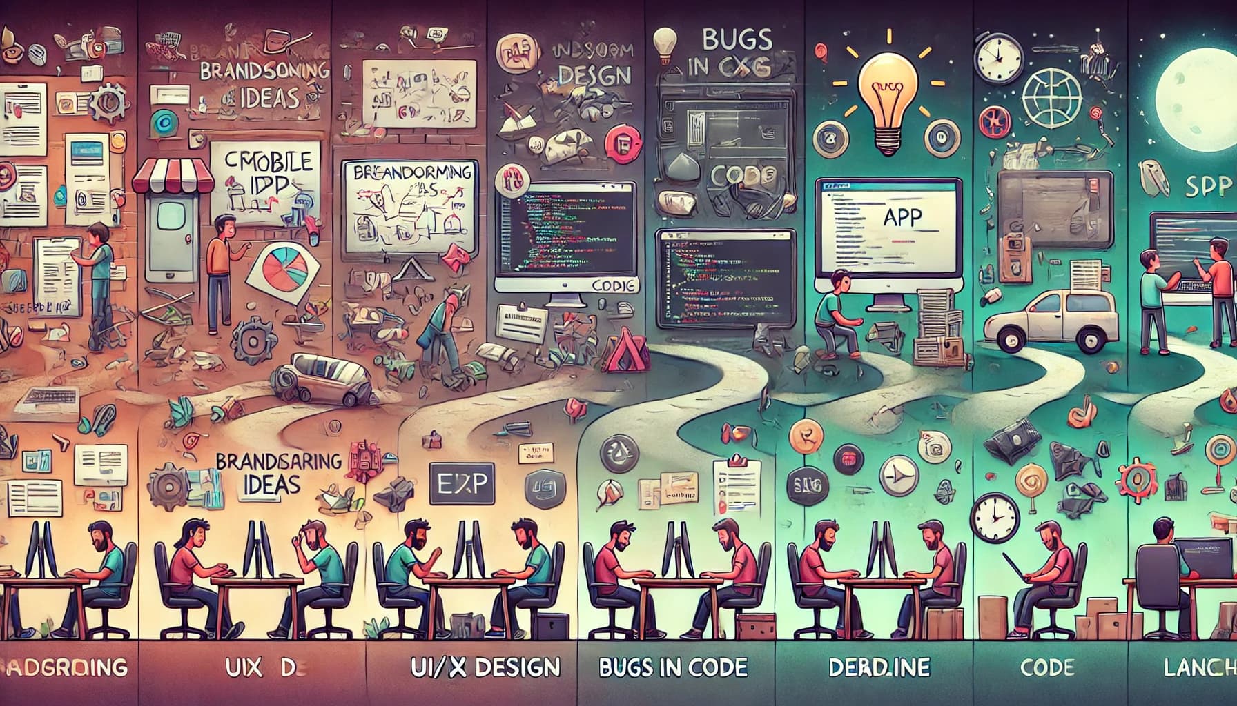 スマホアプリを作成するまでの工程の画像